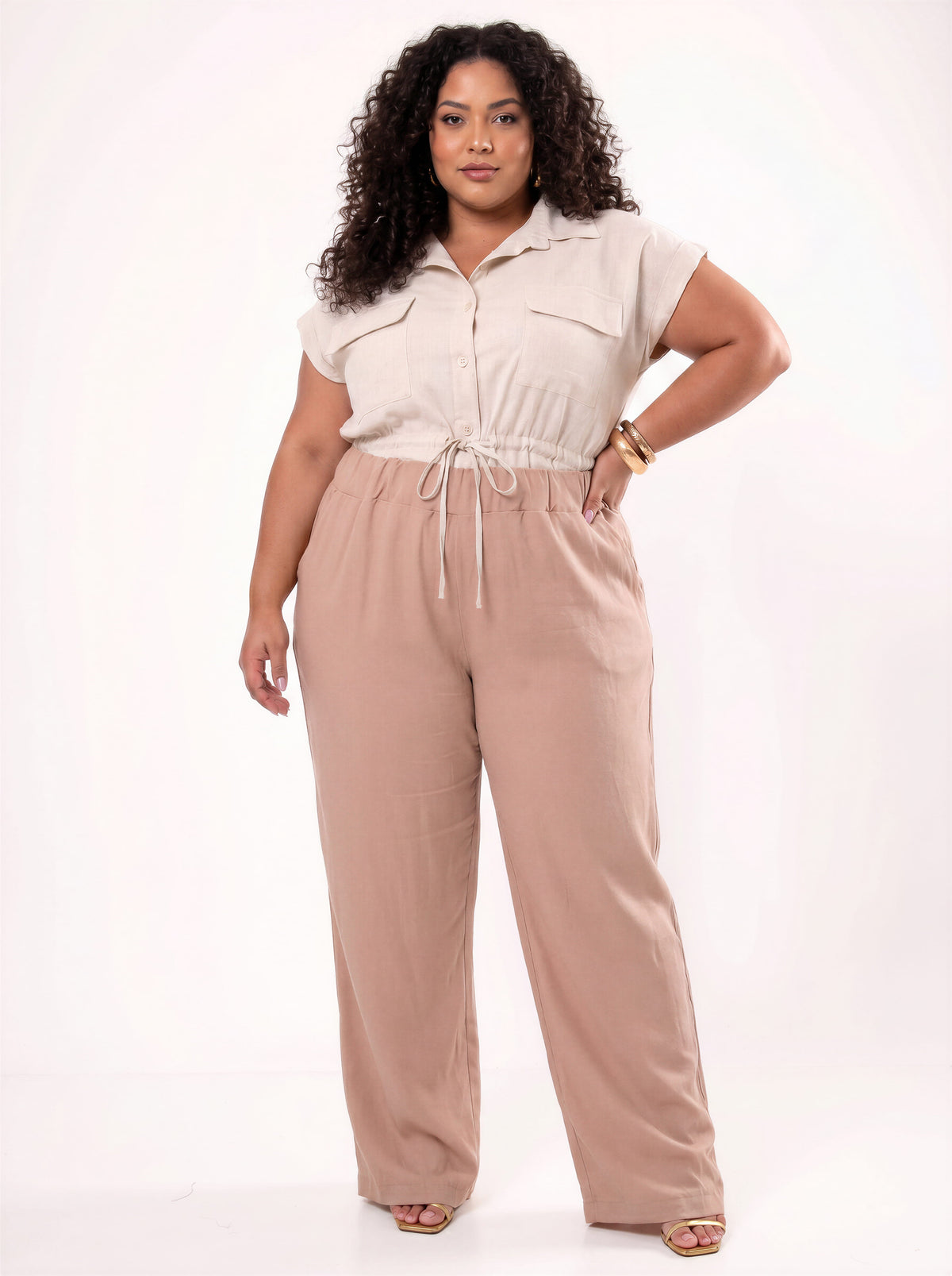Calça Návia AGHIRA - Nude Rosé - Look completo